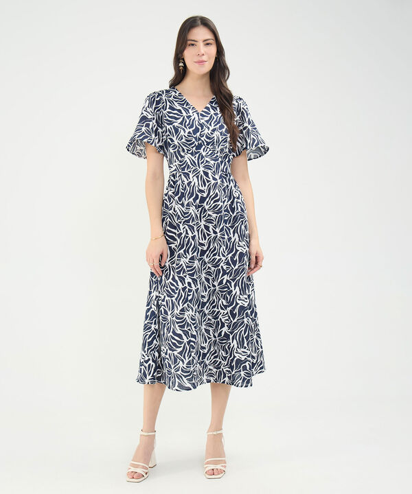 Vestido Estampado con Escote en V