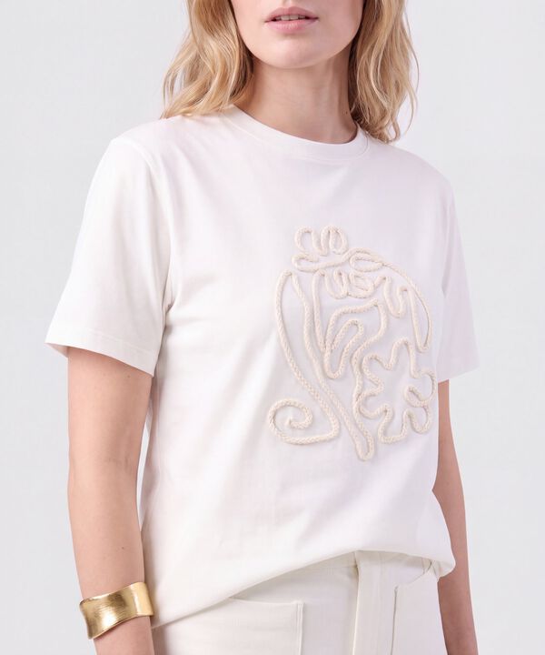 Camiseta Con Bordado De Cord&oacute;n Para Mujer