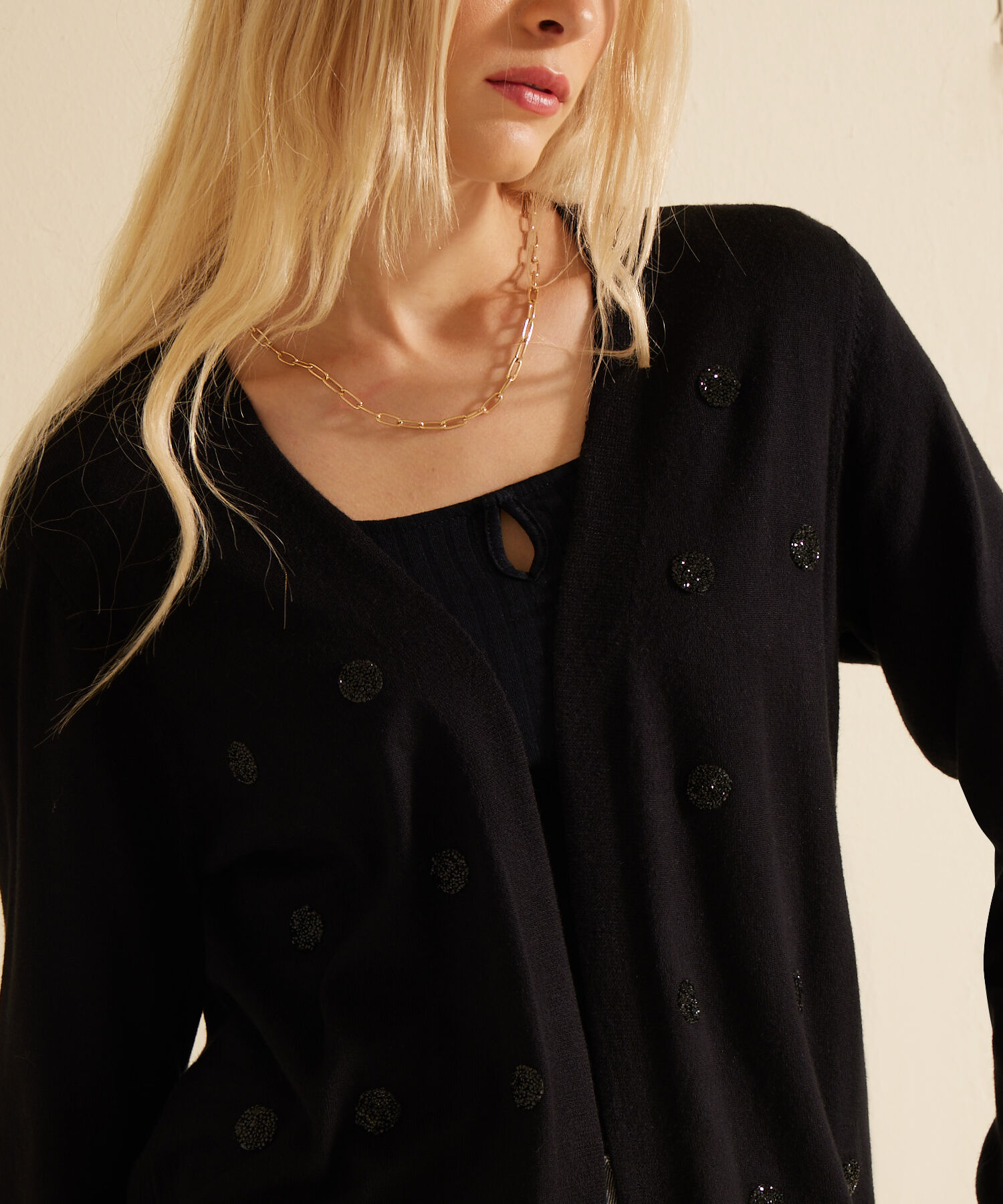 Saco Manga Larga Con Apliques