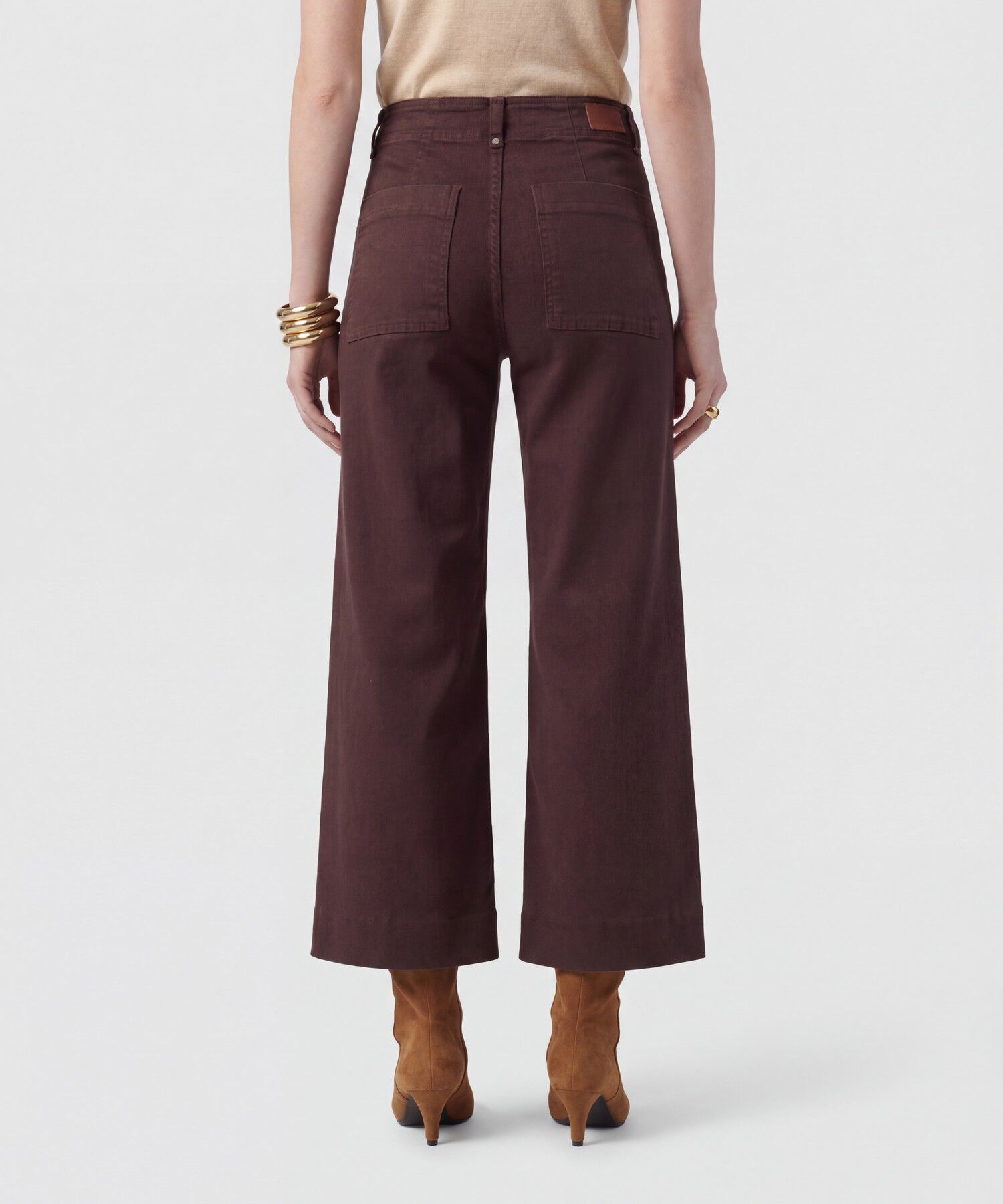 Jeans Culotte Con Costuras Frontales Mujer
