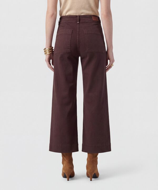 Jeans Culotte Con Costuras Frontales Mujer
