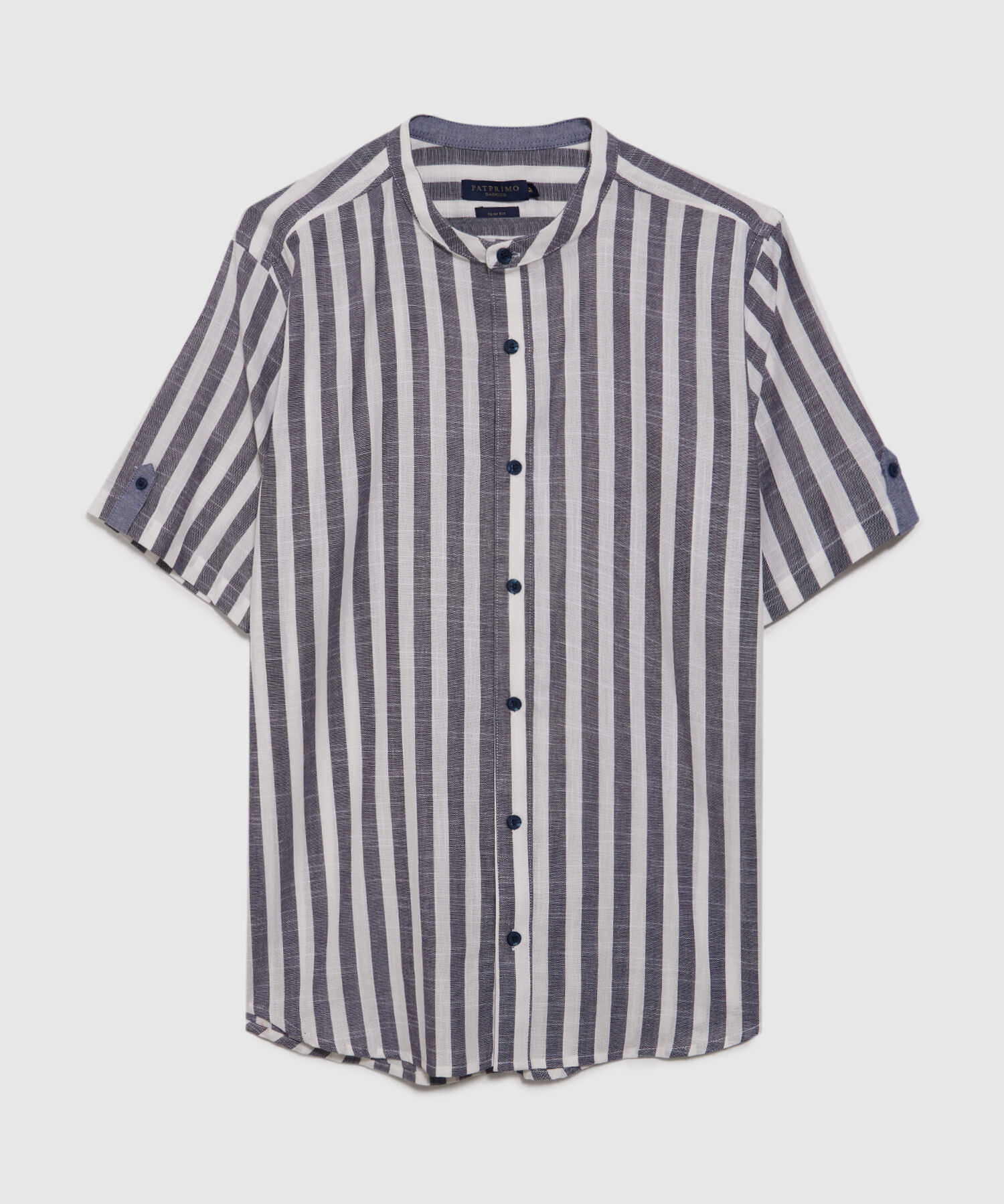Camisa Cuello Neru Preteñida A Rayas Manga Corta