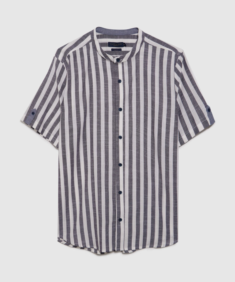 Camisa Cuello Neru Preteñida A Rayas Manga Corta