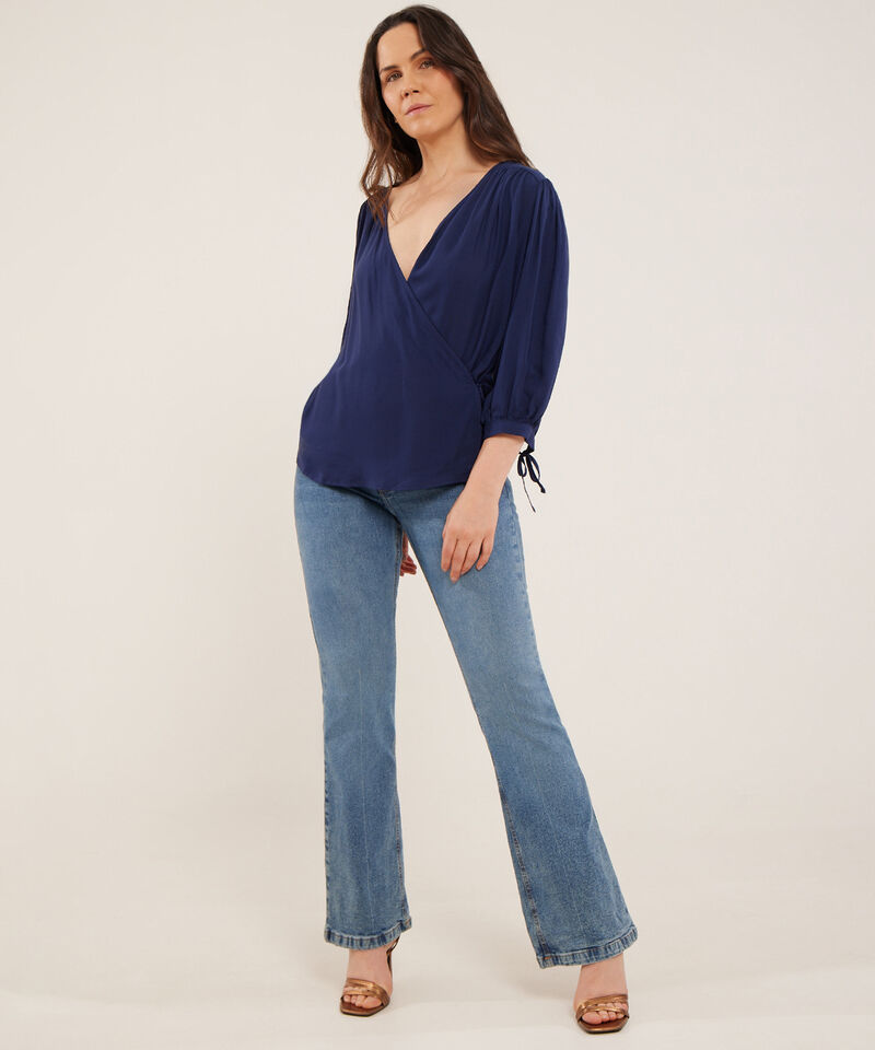 Blusa Manga 3/4 Puño De Anudar