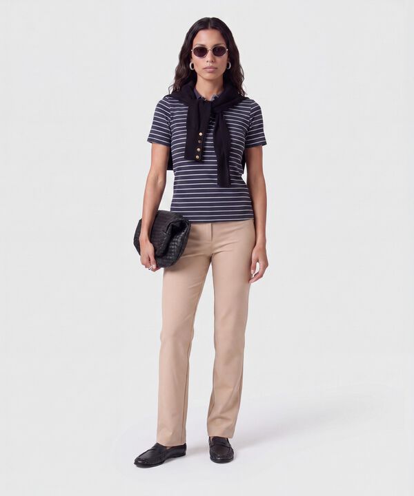 Polo Estampada Manga Corta Con Cuello Tejido Sin Bolsillo