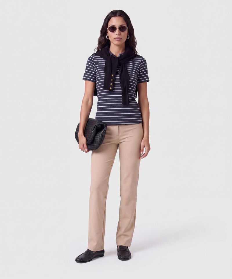 Polo Estampada Manga Corta Con Cuello Tejido Sin Bolsillo