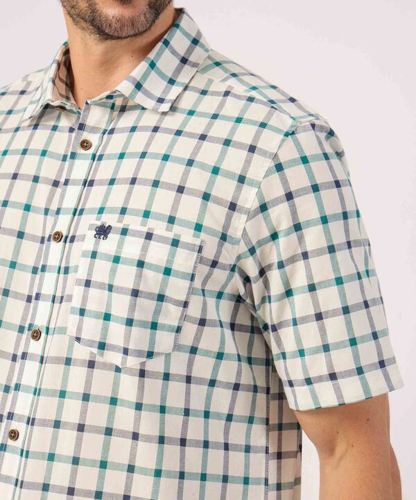 Camisa A Cuadros Manga Corta Con Bolsillo  image number null