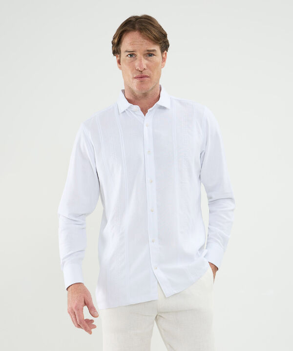 Camisa Guayabera Manga Larga Con Bordado image number null