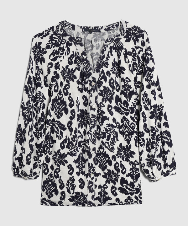 Blusa Manga Tres Cuartos Cuello Neru Estampada