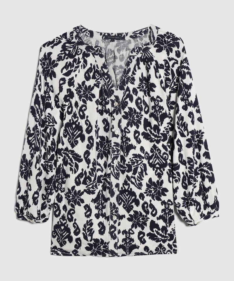 Blusa Manga Tres Cuartos Cuello Neru Estampada