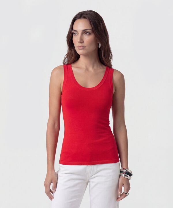 Camiseta De Tiras Anchas Y Cuello U Mujer