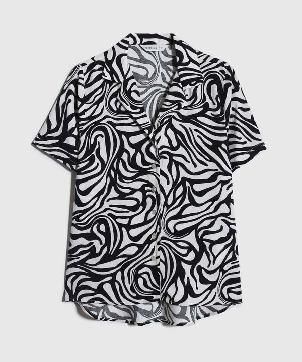 Camisa Estampada, Manga Corta, Cuello Camisero image number null