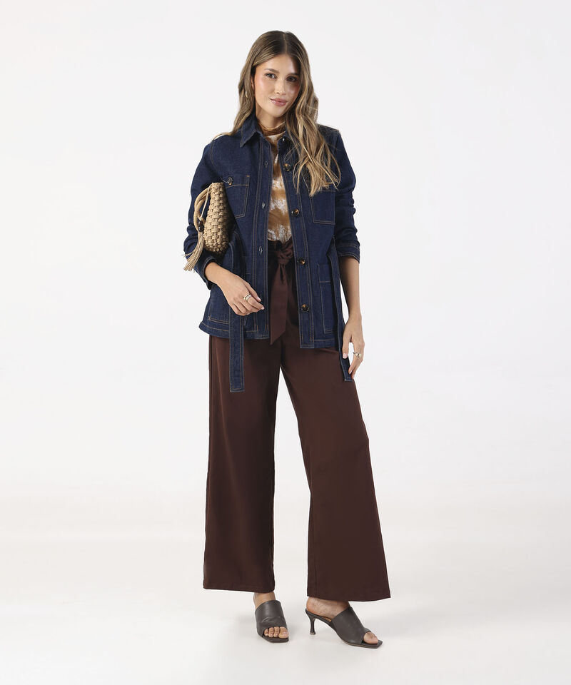 Pantalon Unicolor Con Cinturon