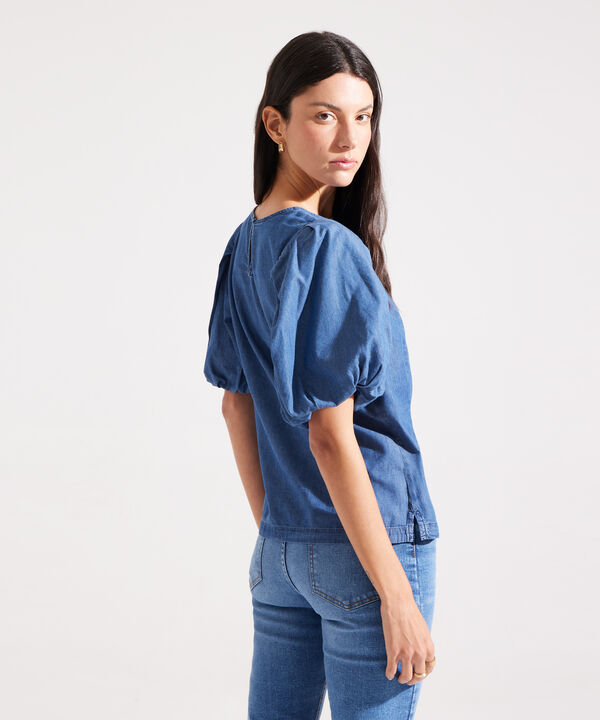Blusa Manga Corta en Denim