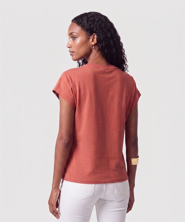 Camiseta Manga Corta Detalle Pliegue Mujer