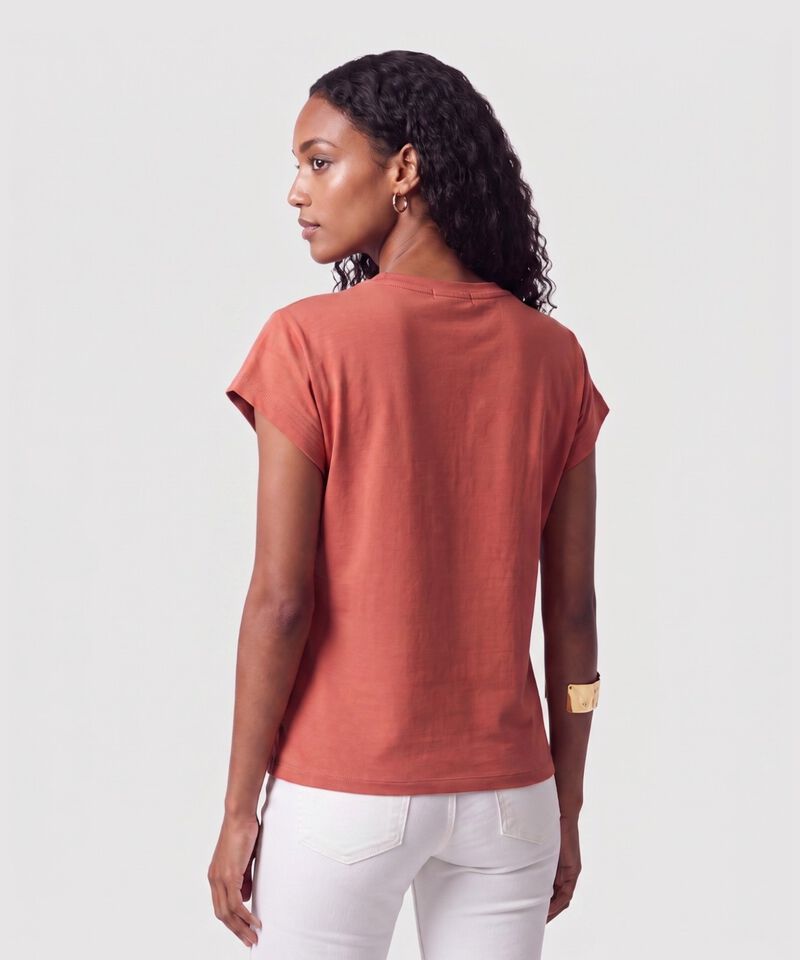 Camiseta Manga Corta Detalle Pliegue Mujer