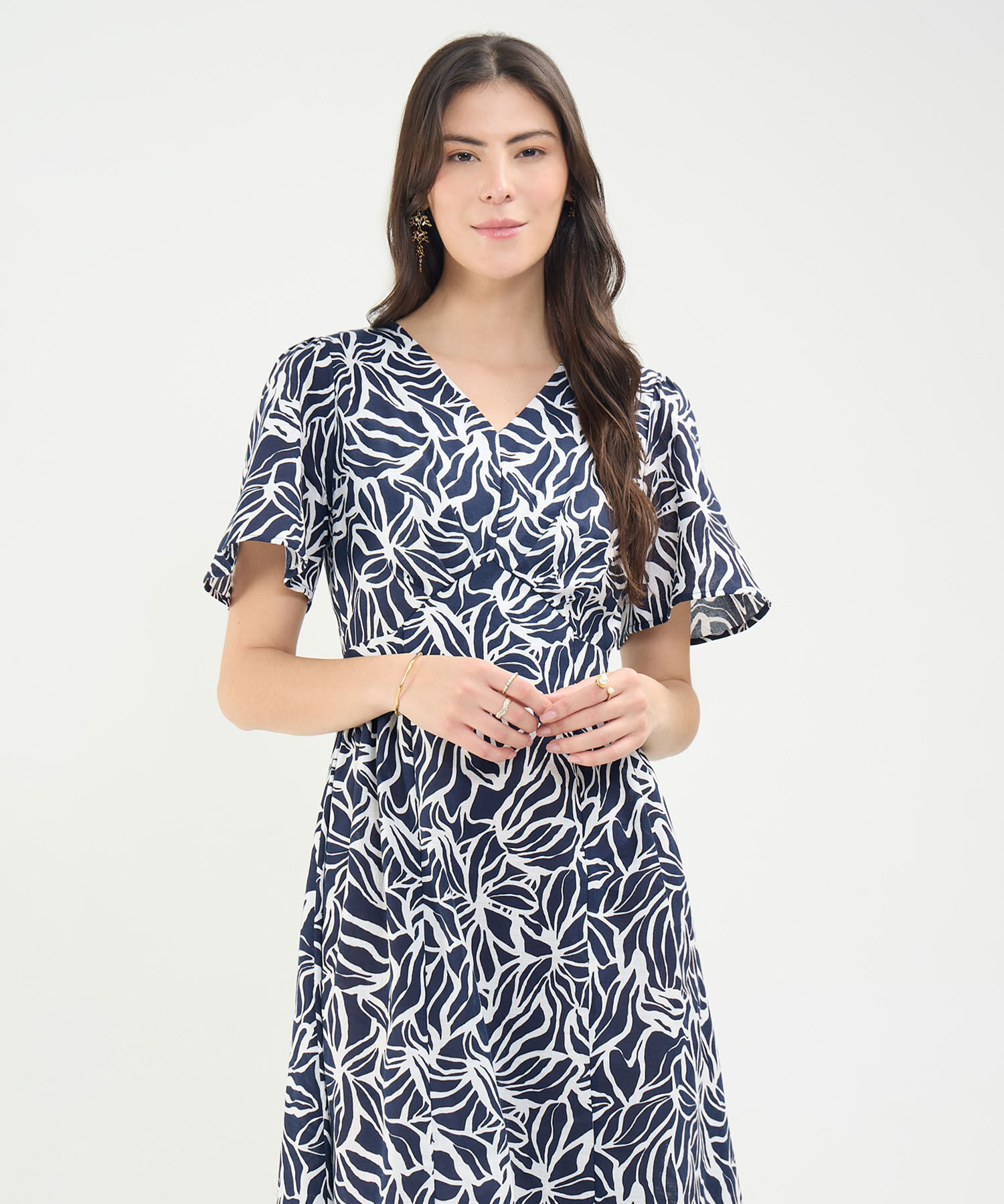 Vestido Estampado con Escote en V
