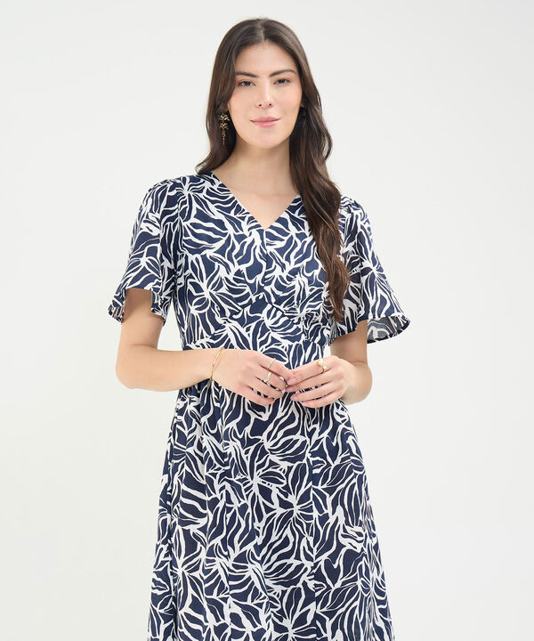 Vestido Estampado con Escote en V