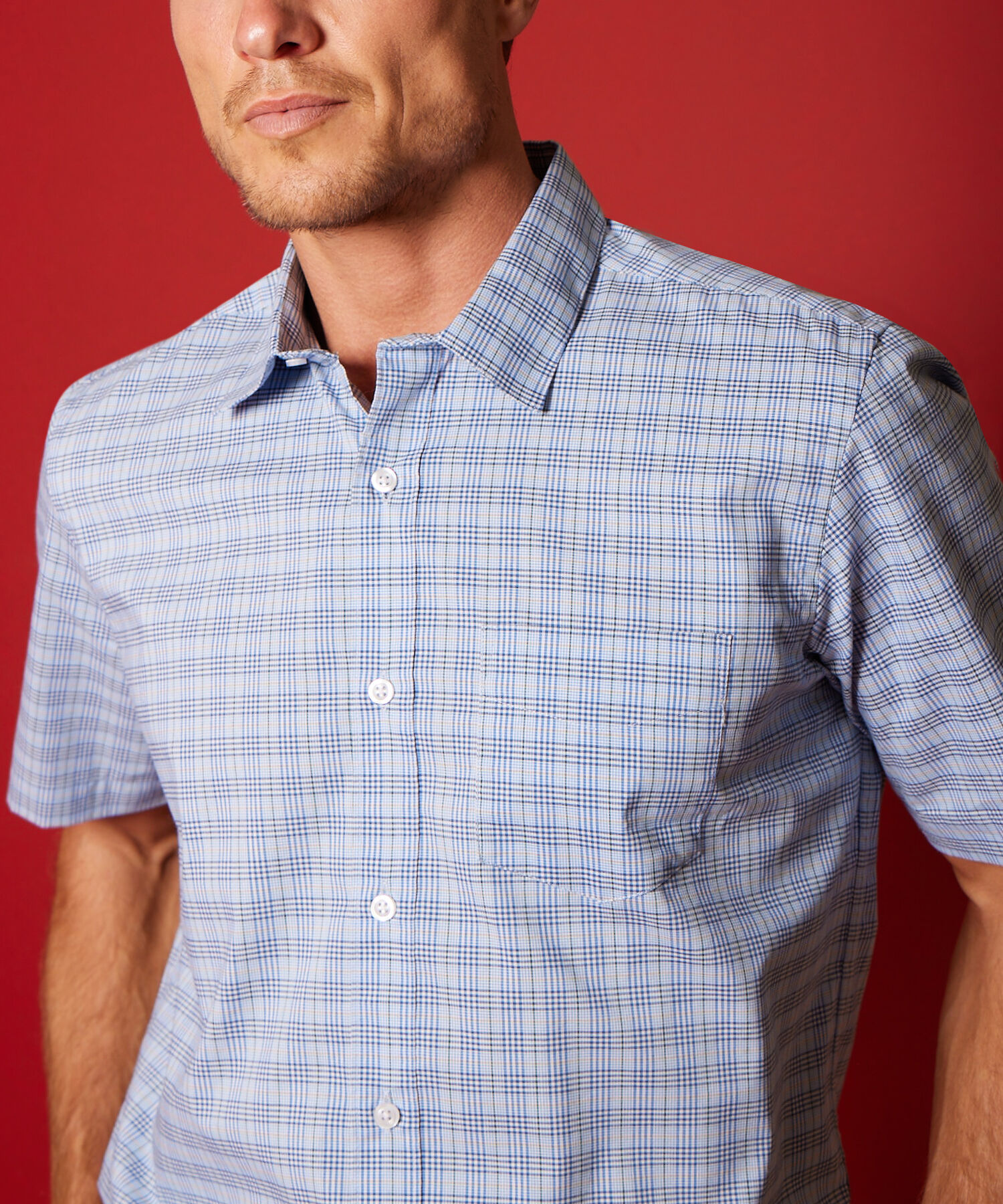 Camisa Manga Corta Prete&ntilde;ida, Cuello Formal