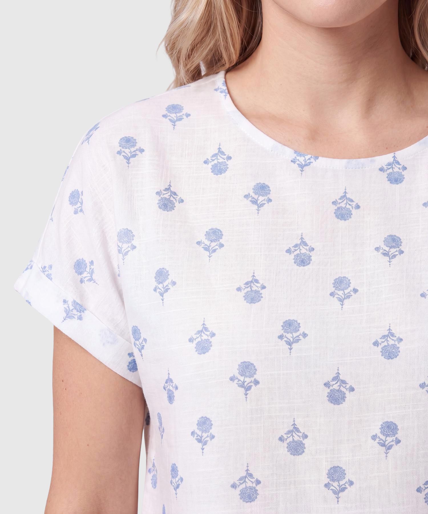 Blusa Con Mangas Con Dobladillo Para Mujer