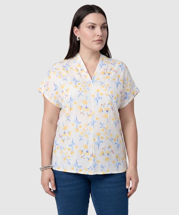 Blusa Estampada De Cuello En V Mujer Curvy image number null