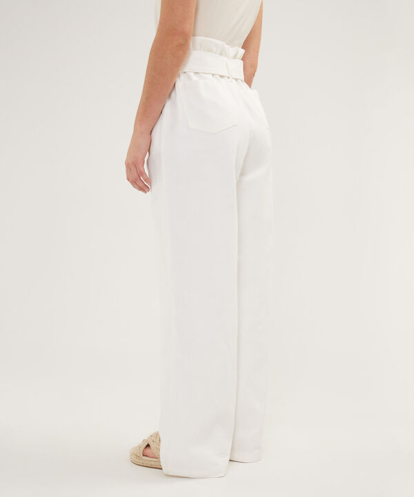 Pantalon Unicolor Paper Con Cinturon