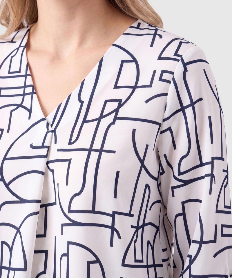 Blusa Manga 3/4 Con Pliegue Para Mujer