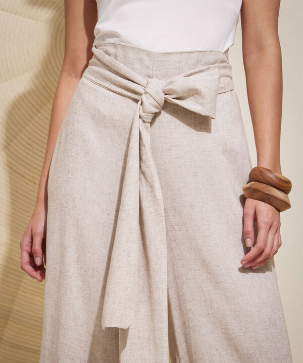 Pantalon Palazzo Con Cinturon De Amarre