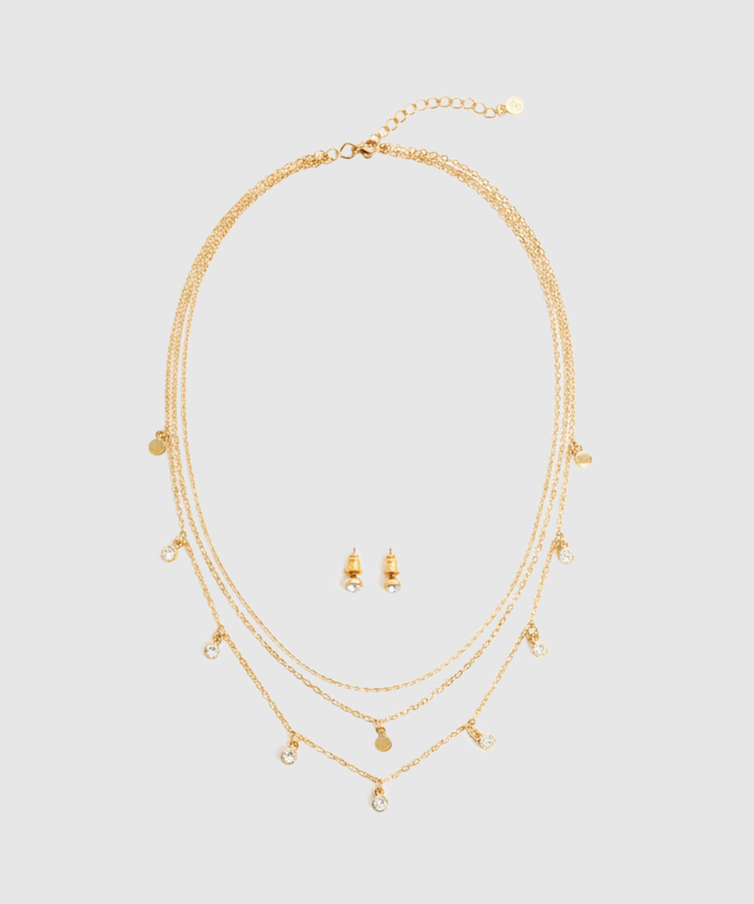 Set Collar Triple Y Aretes Para Mujer