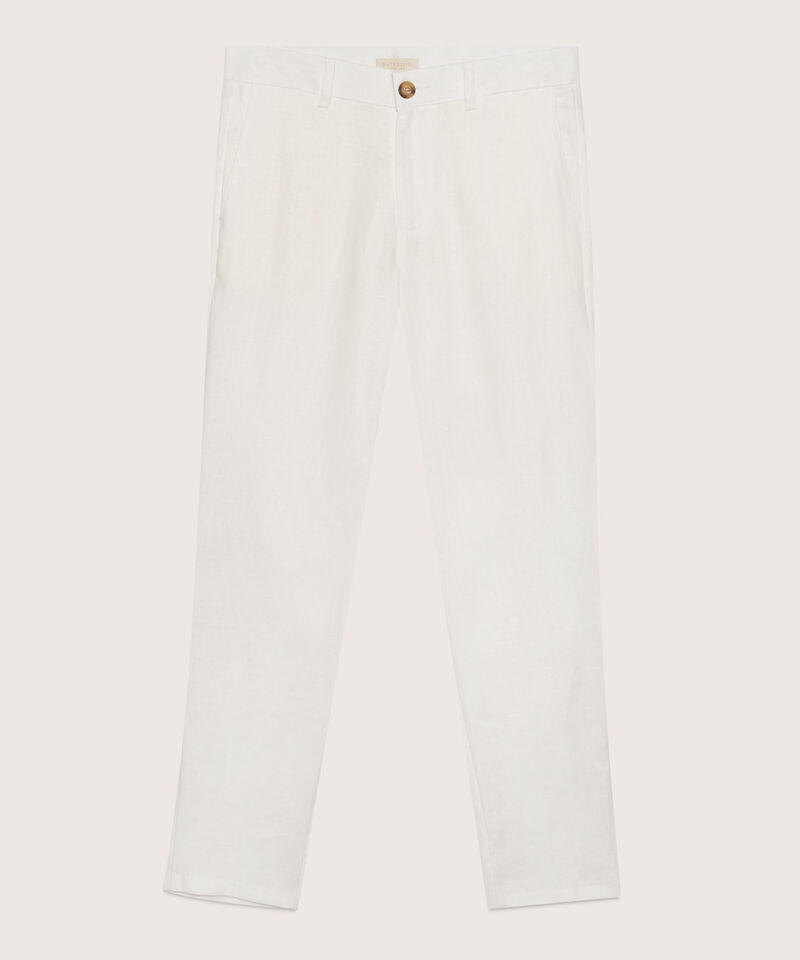 Pantalón Chino En Lino Con Bolsillo Posterior