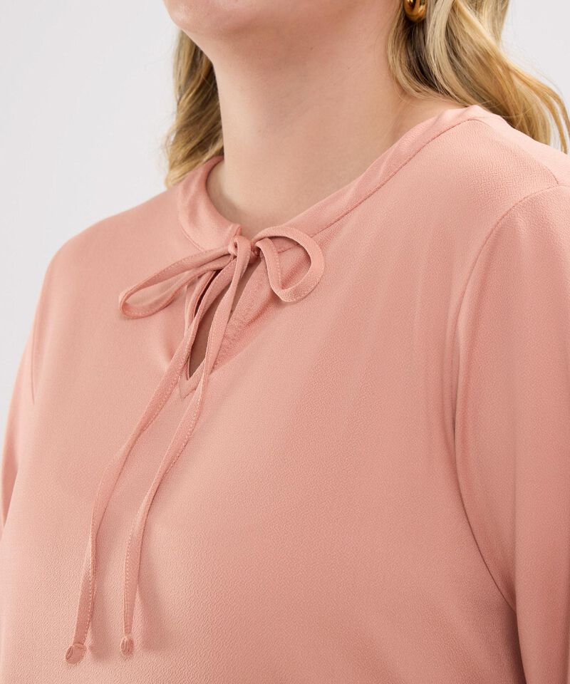 Camiseta Unicolor Cuello Neru Manga 3/4 Con Anudado