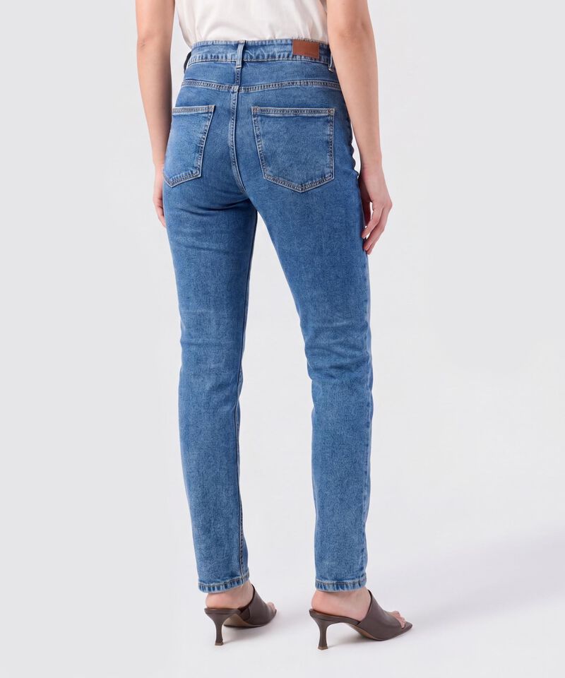 Jean Straight De Tiro Medio Para Mujer