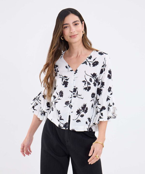 Blusa Manga ¾ Estampada Floral image number null