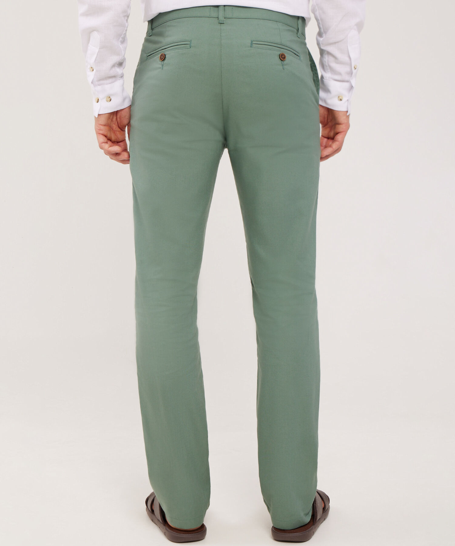 Pantalón Chino Sin Prenses, Bolsillos Diagonales y De Ribete