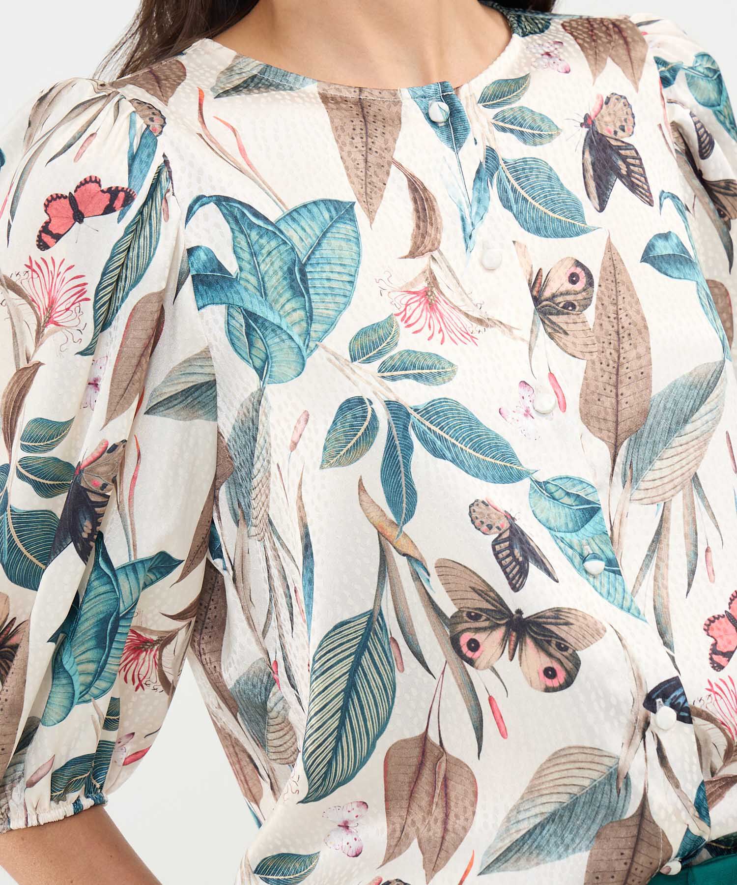 Blusa Estampada Manga ¾ 