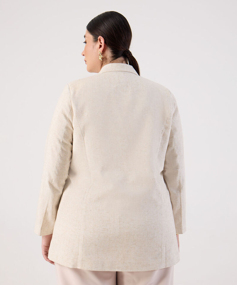 Blazer unicolor con botones para mujer curvy