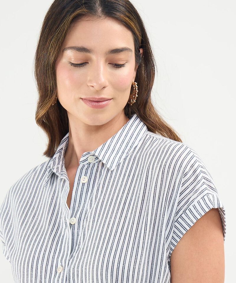 Vestido Camisero en Efecto Lino