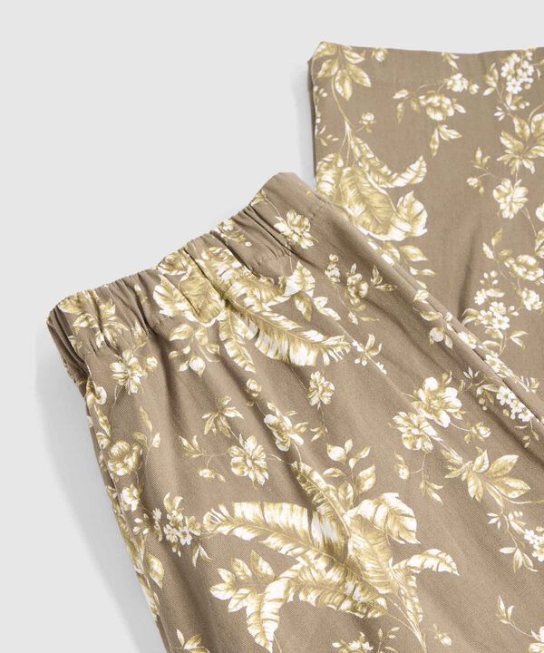 Pantalón Para Mujer Fluido Estampado Con Pliegues image number null
