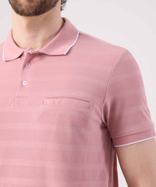 Polo Unicolor Cuello Tejido Con Bolsillo