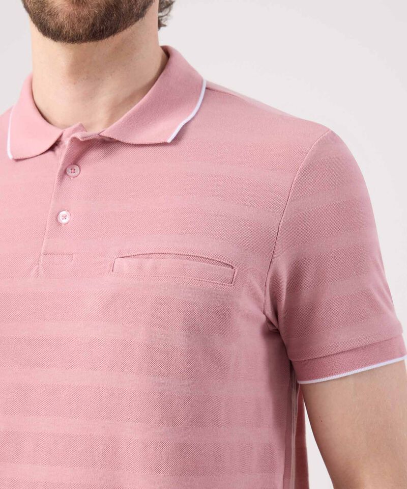 Polo Unicolor Cuello Tejido Con Bolsillo