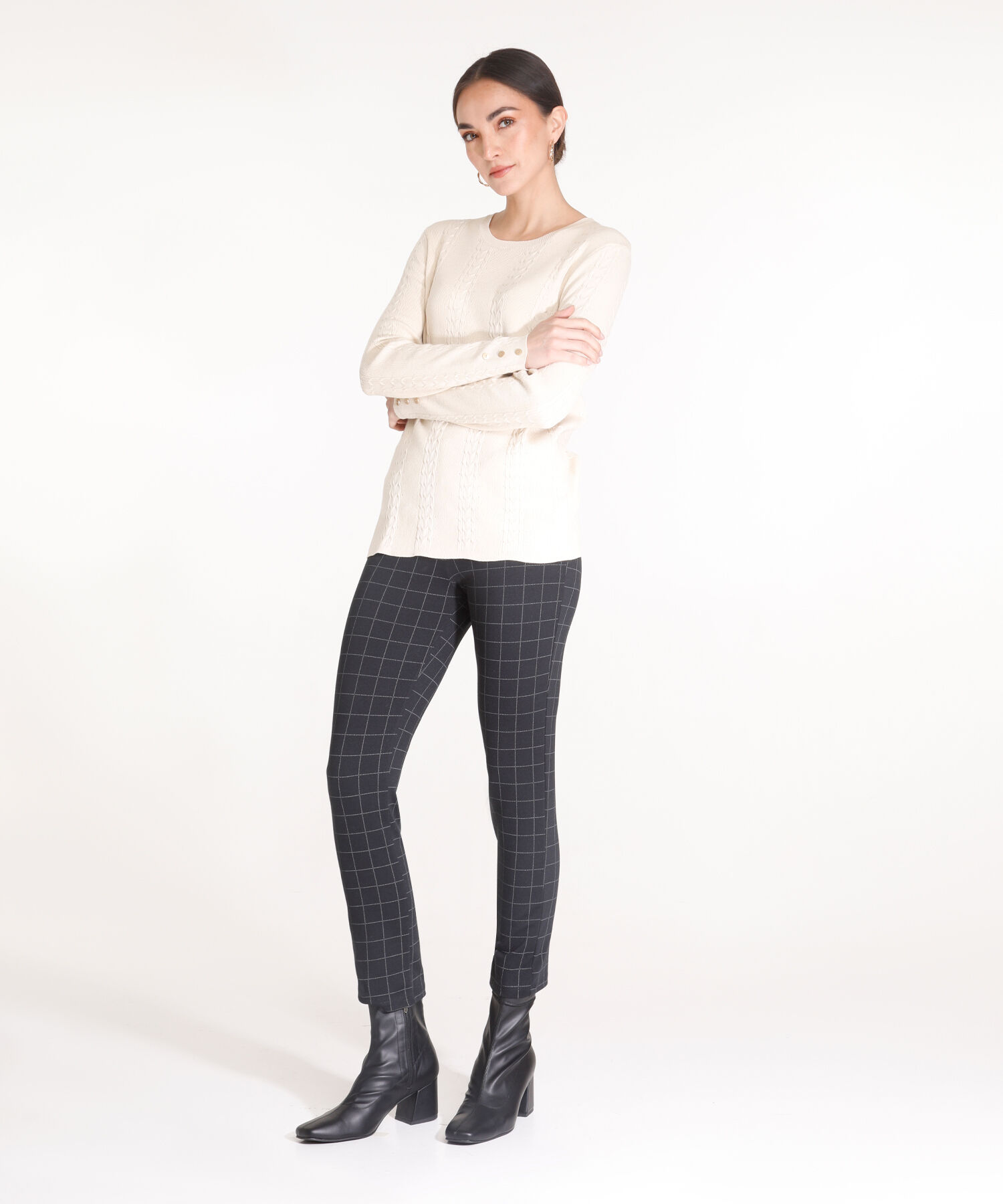 Leggings Estampado Largo Con Cremalleras En Costados Y Elástico Interno