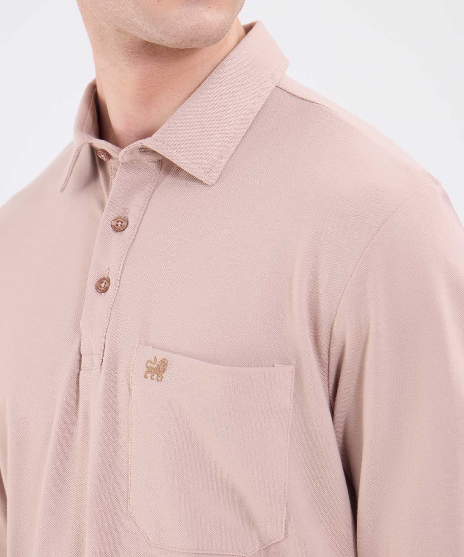 Polo Manga Larga Con Bolsillo