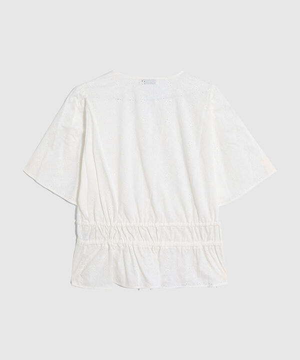 Blusa Con Nudo Ajustable Y Manga Corta Para Mujer image number null