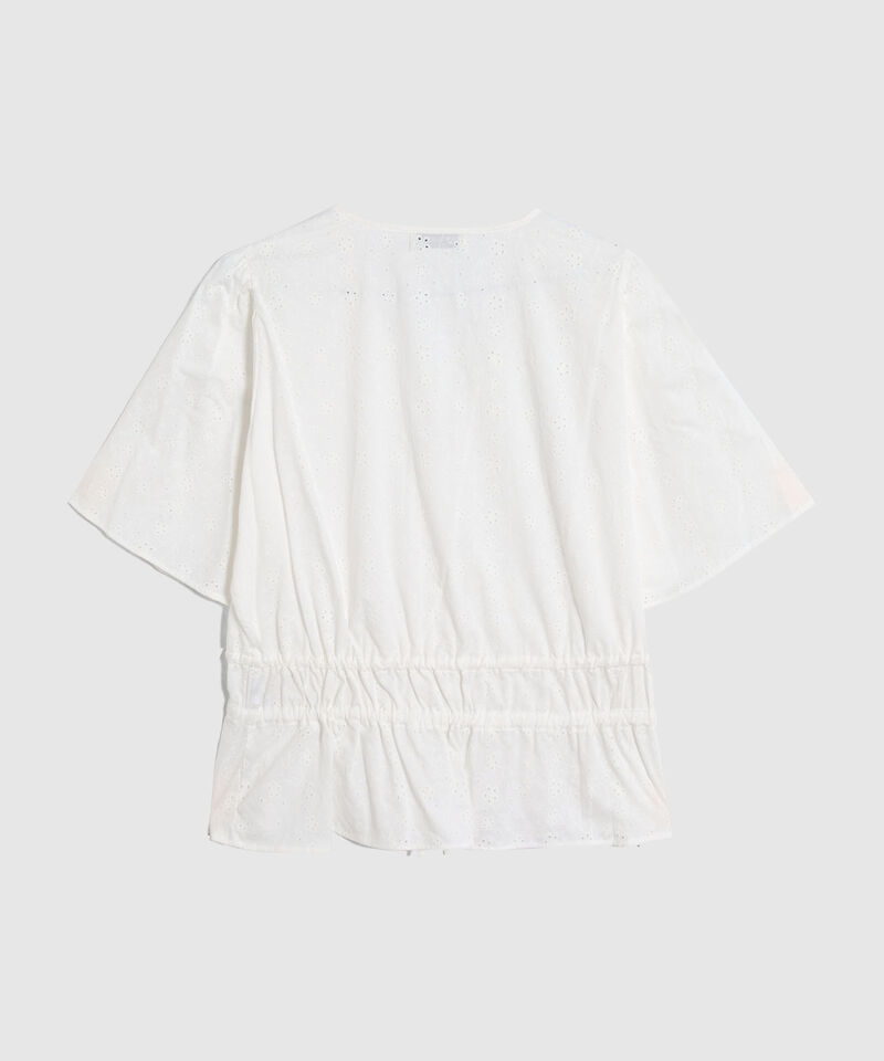 Blusa Con Nudo Ajustable Y Manga Corta Para Mujer