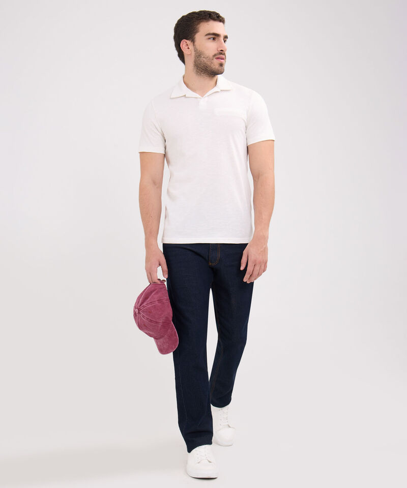 Polo Unicolor, Cuello Máquina Con Simulación Bolsillo Ribete