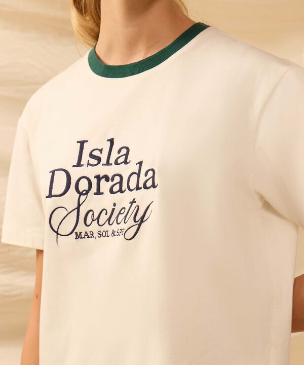 Camiseta Con Cuello En Contraste Para Mujer