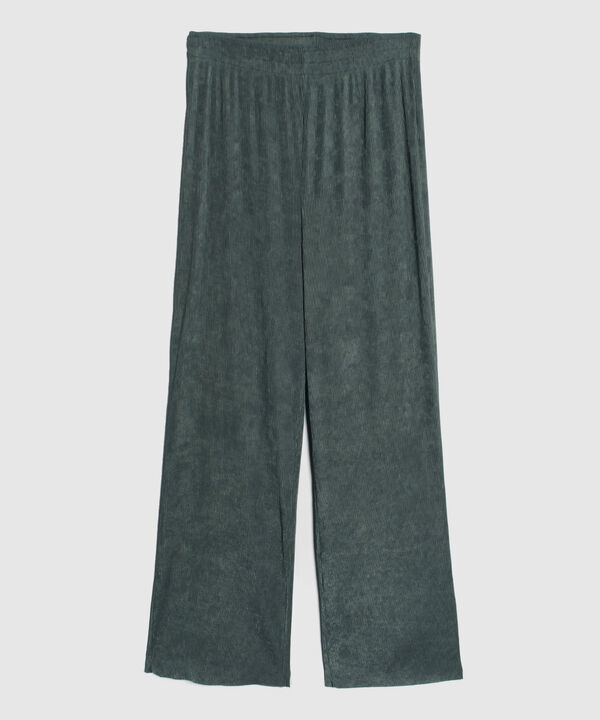 Pantalon Fluido Plisado Unicolor