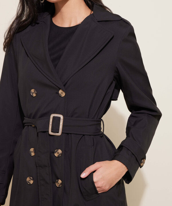 Chaqueta Trench Con Cinturon De Ajuste Manga Larga image number null