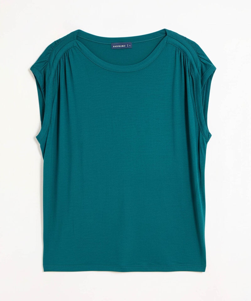 Camiseta Mujer Hombros Fruncidos Sin Mangas