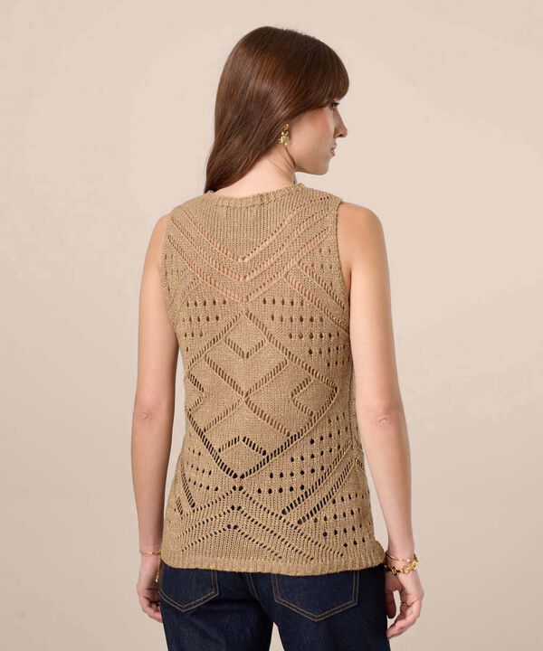 Camiseta Tejida En Punto Calado Para Mujer